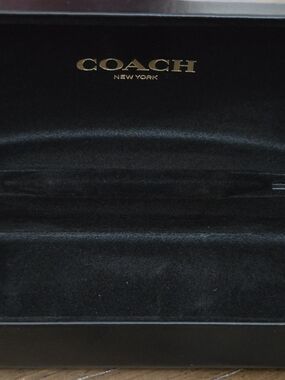 Coach New York Black Hard Shell Eyeglass Case with Branded Cleaning Cloth